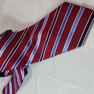 Stafford Men's Silk Striped Neck Tie Red Blue